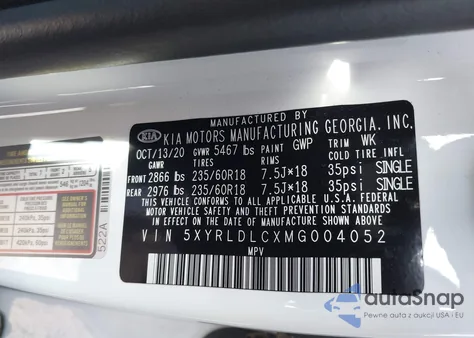 2021 Kia Sorento S z USA, uszkodzony, nr VIN 5XYRLDLCXMG004052